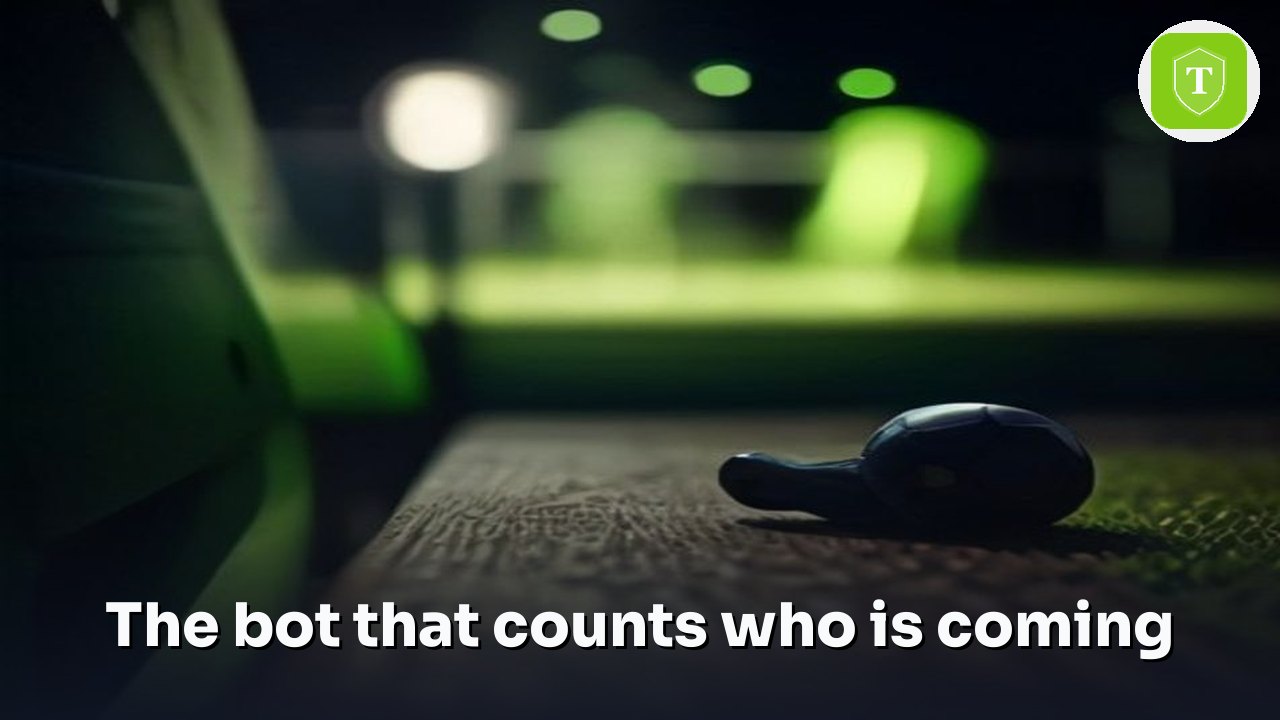 Phone at the edge of a floodlit court with the words: the bot that counts who's coming to the game